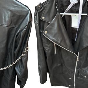 NWT Mistress Rocks House of CB  vegan leather motorcycle jacket  chain Size S
